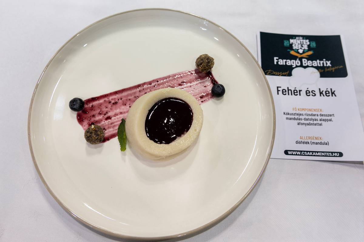 Fehér és kék - Év Mentes Séfje 2026 amatőr kategória nyertese - Faragó Beatrix desszertje